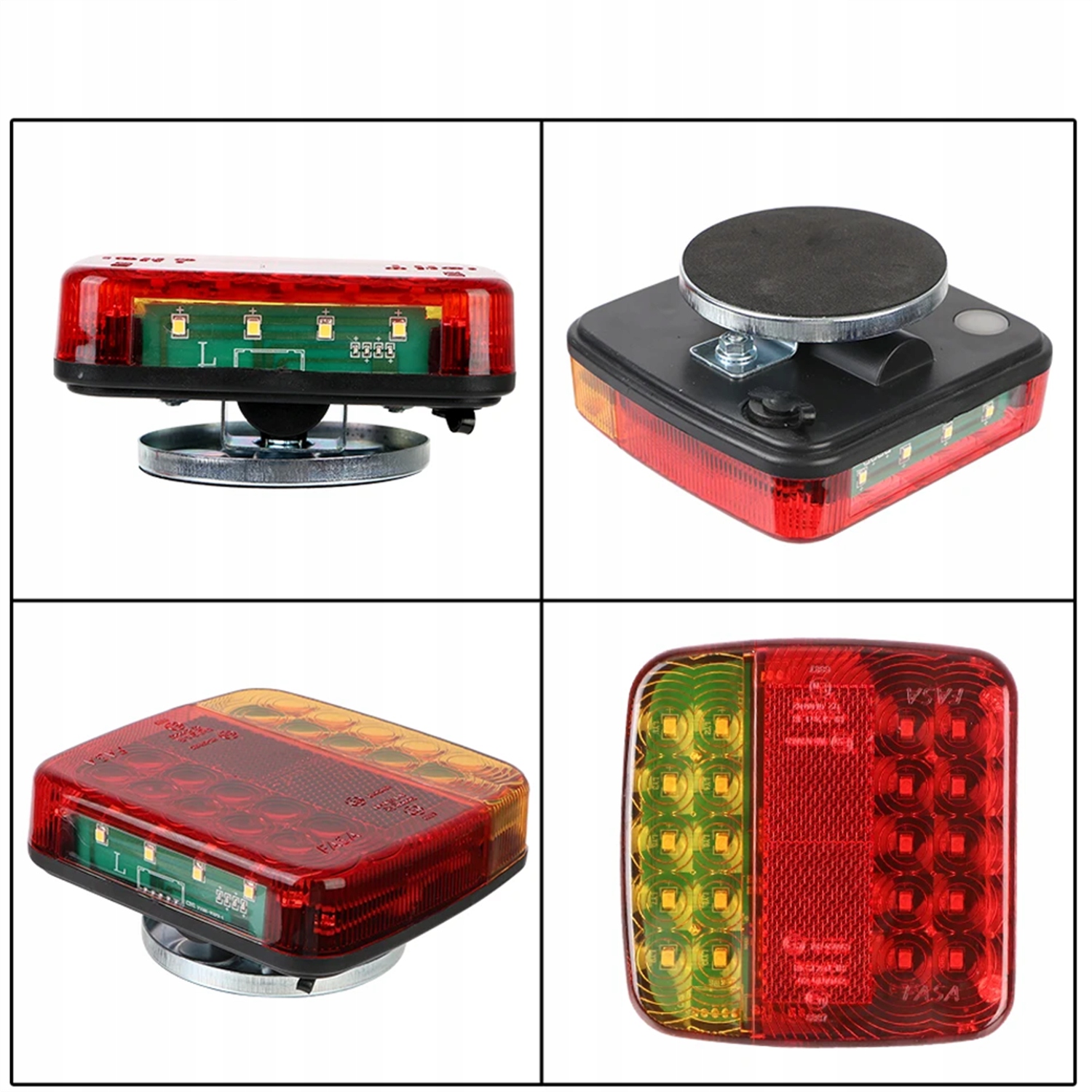 Belaidės magnetinės galinės LED lempos priekabai, 12–24 V, IP65, 5 funkcijų, iki 30 m, 2000 mAh