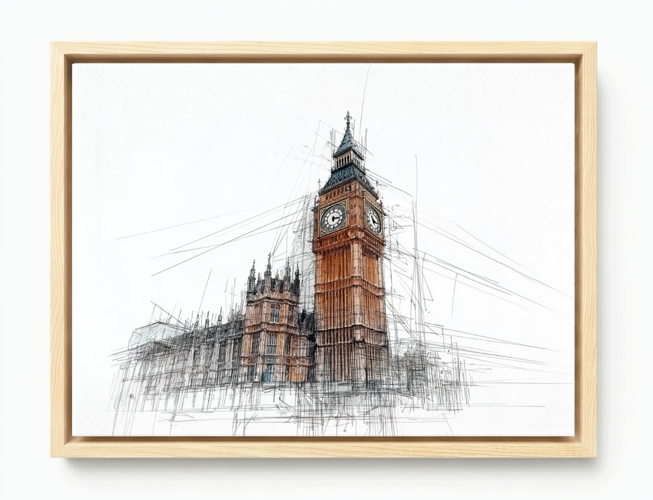 Obraz Rama American Box Kresba Skic Grafika Big Ben Hodiny Londýn 80x60