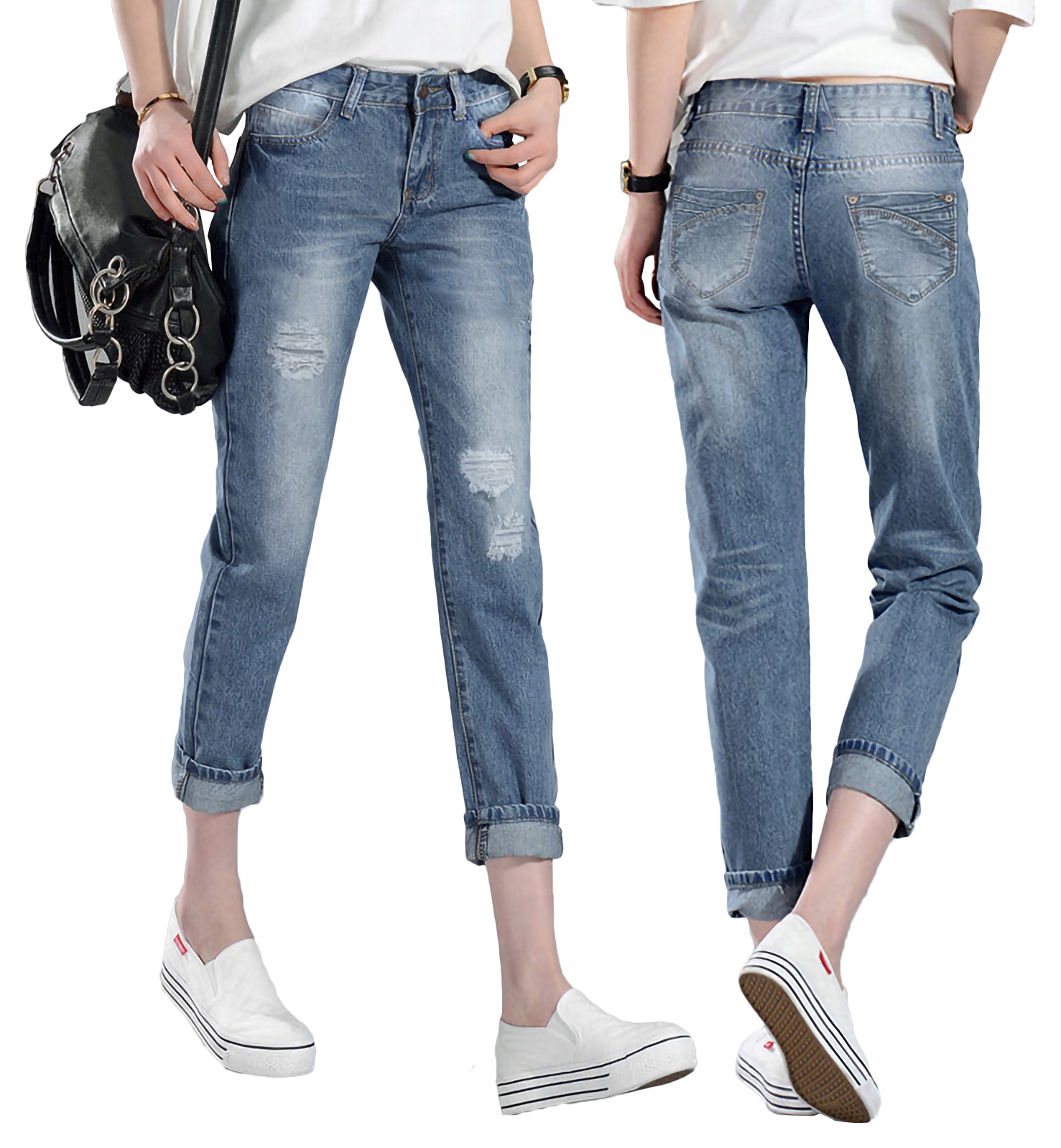 

Jeansy Damskie z Przetarciami Dziurami ZY017 82 cm
