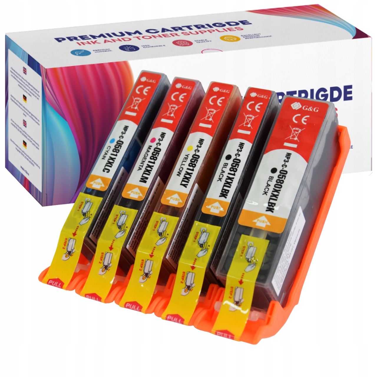 5x Náplň do tiskárny Canon C580XL C581XL TR7500 Premium