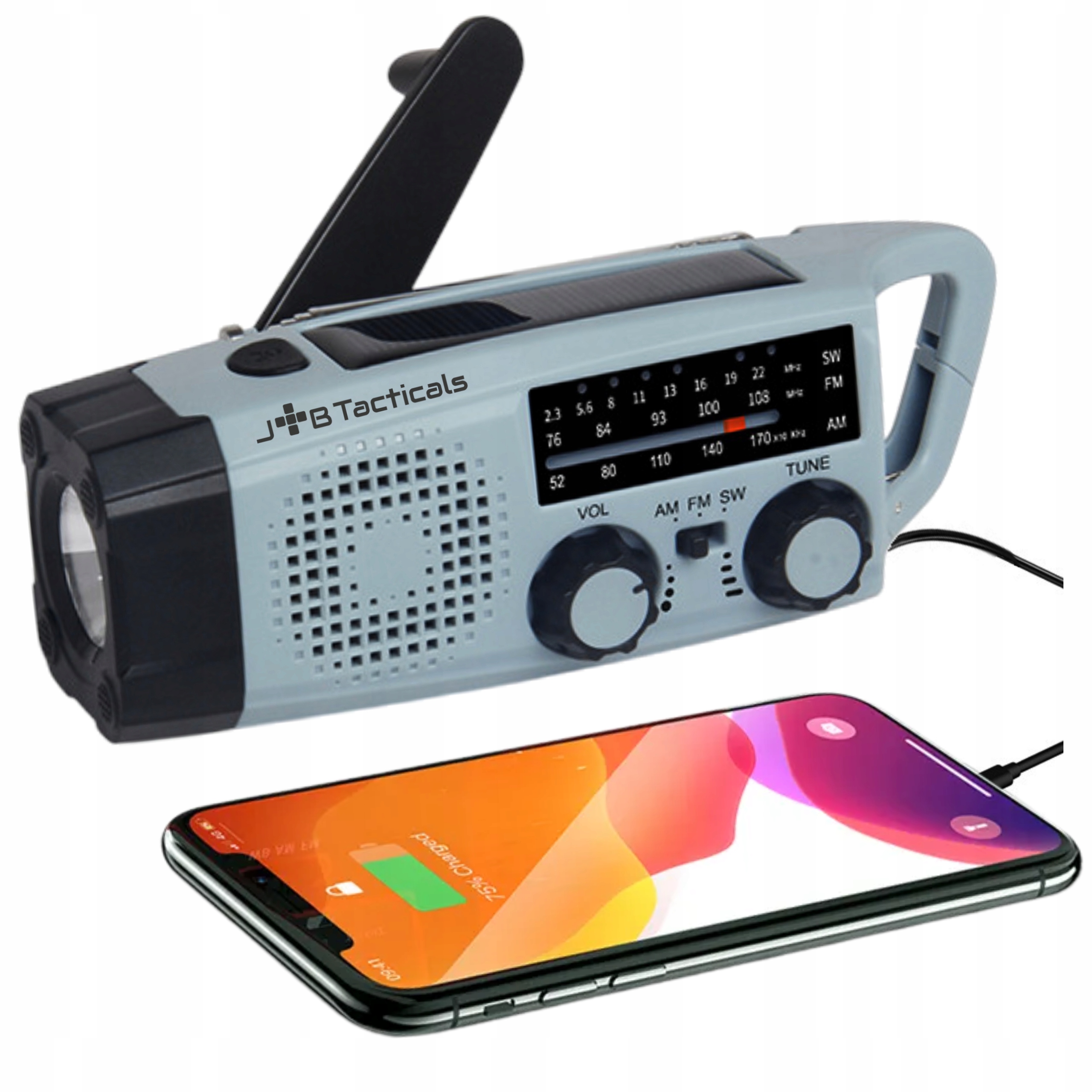 Radio Przenośne awaryjne Fm/am Solarne z korbką Powerbank Latarka Dynamo