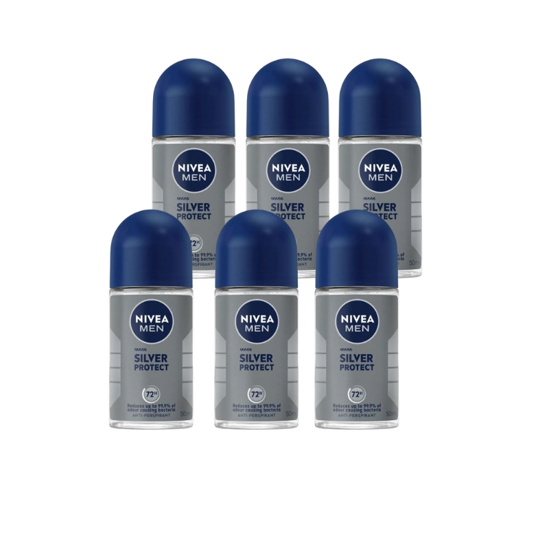 Nivea Silver Protect Antiperspirant roll on v kuličce pro muže, sada 6 kusů
