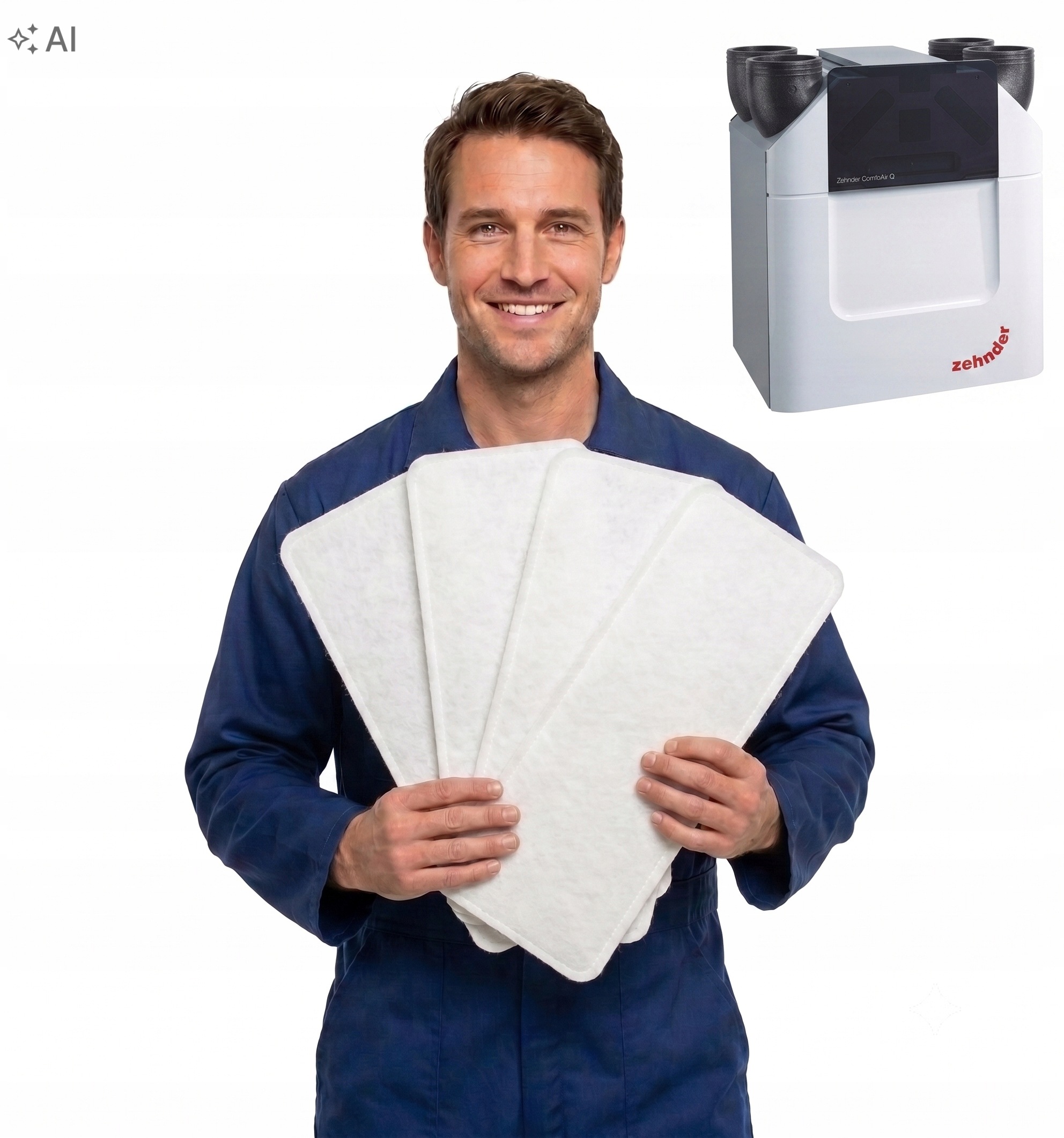 Ploché antismogové filtry pro Zehnder Comfoair Q350 Q450 Q600 F7 Sada 4ks