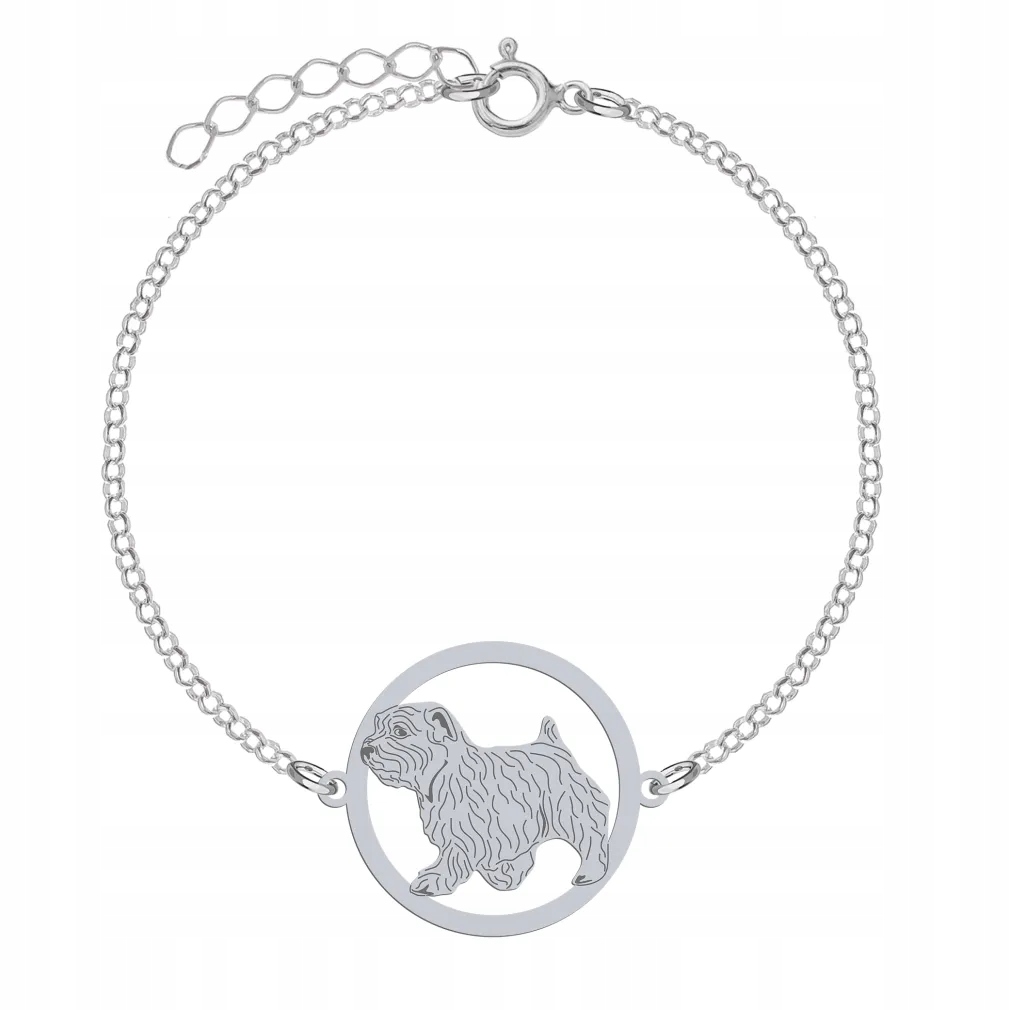 Stříbrný náramek s norfolk teriérem 925 Řetízek Dárek Žena Gravírování
