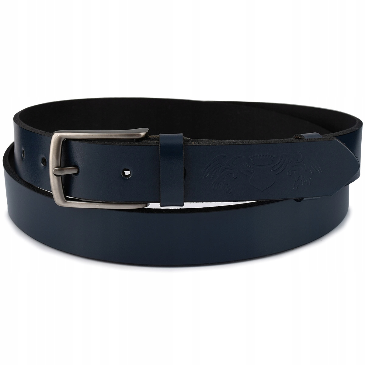 Beltimore skórzany pasek granatowy do spodni wąski Model E12