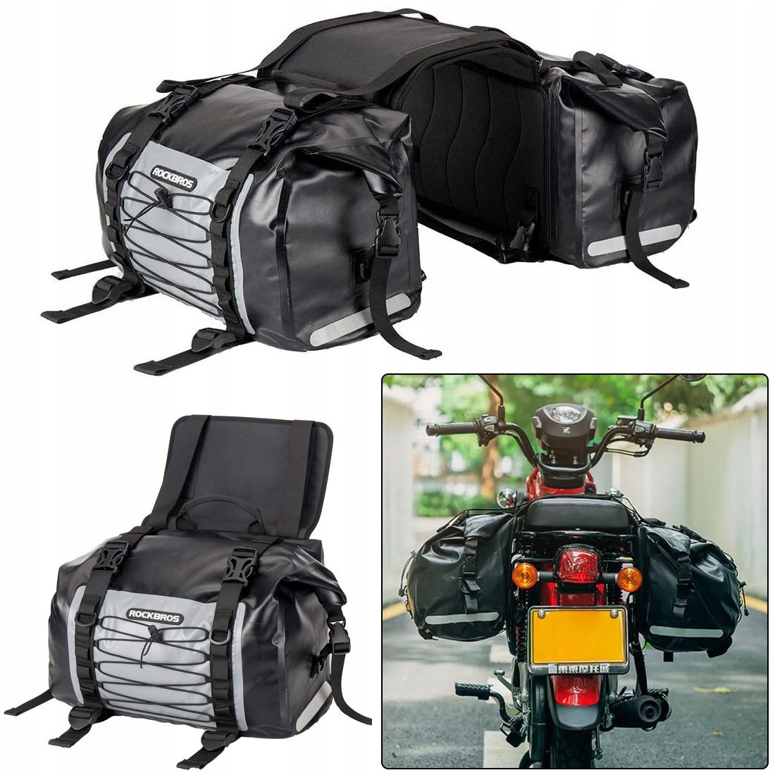Motocyklová taška Bočné vrecká Para 60 l Kufre Pásy Rockbros Vodotesné