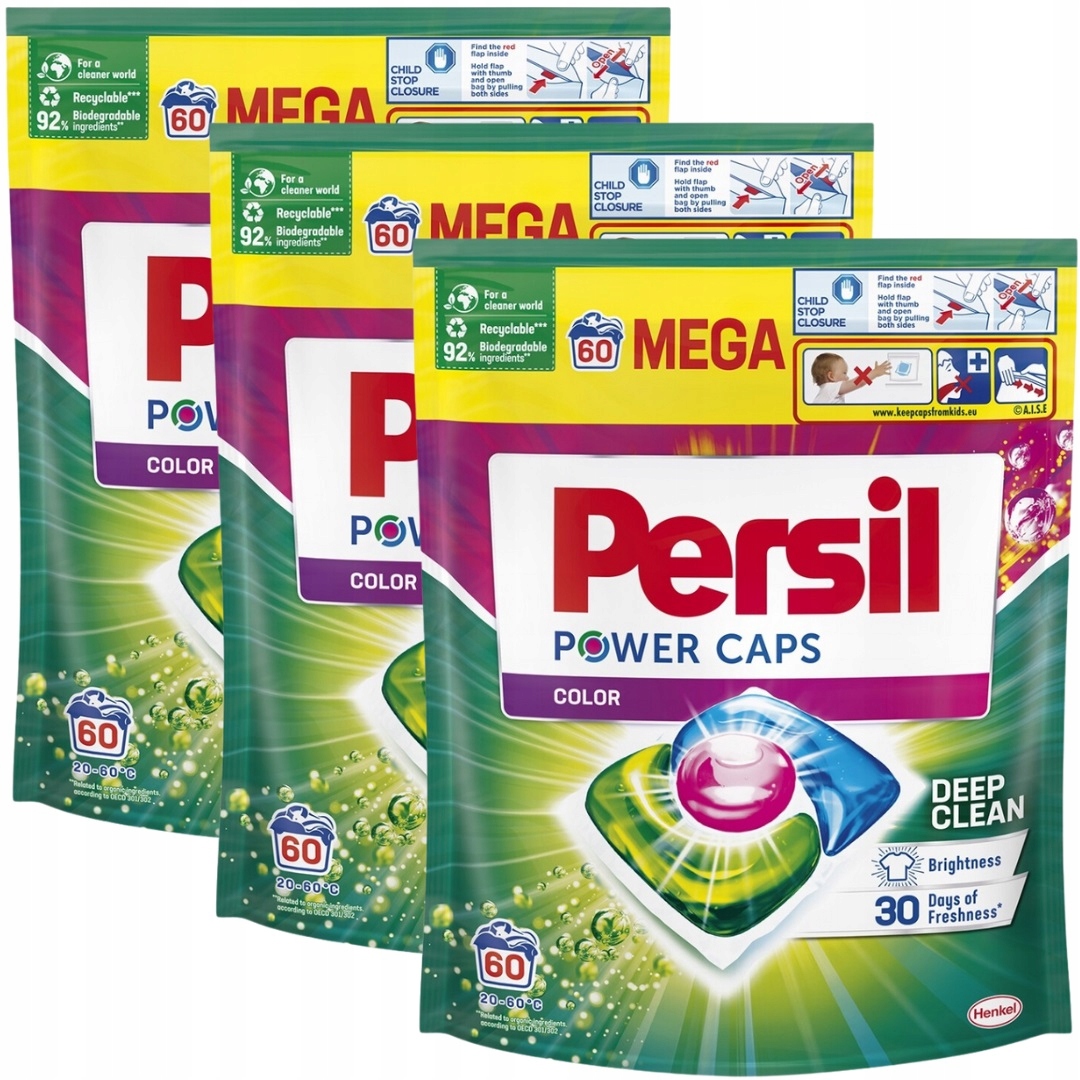 Levně Persil Power Caps Kapsle na praní barev 3x60 ks
