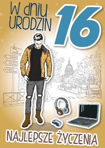 

Kartka na 16 urodziny dla chłopaka 16 lat GM498