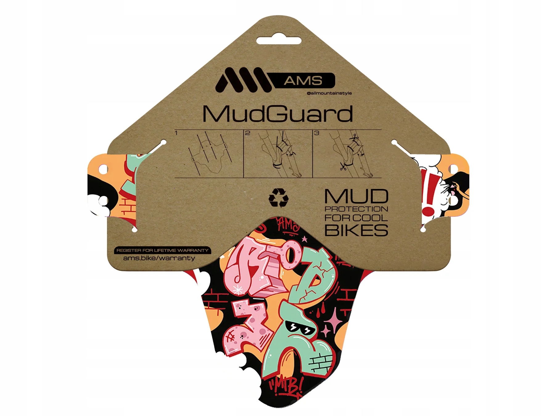 Przedni Błotnik Rowerowy 26 27.5 29 AMS - Born To Be Rider Czerwony Marka AMS