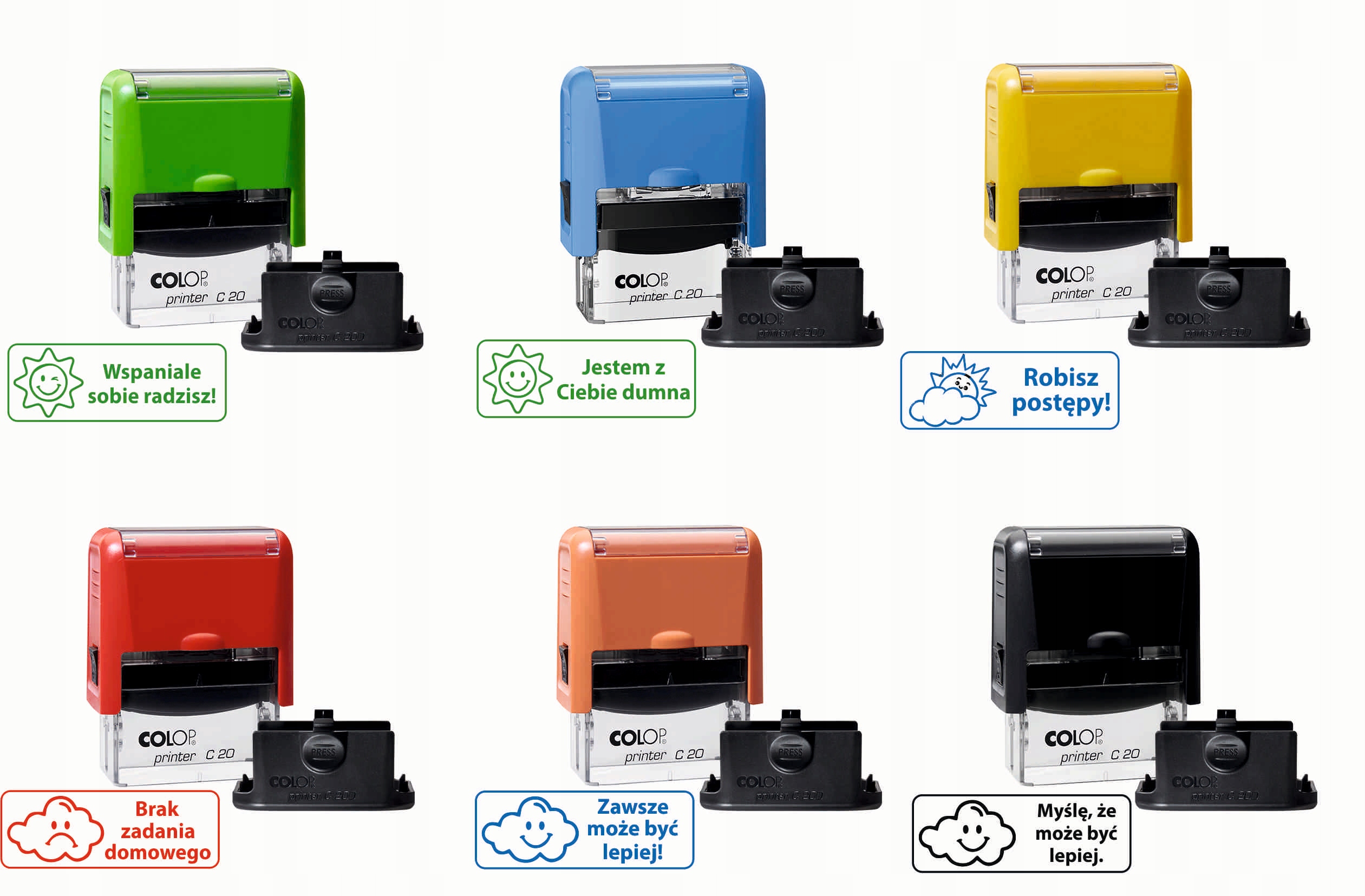 Pieczątka Nauczyciela, Szkoła, oceny obrazkowe, motywacja- Zestaw 6 sztuk