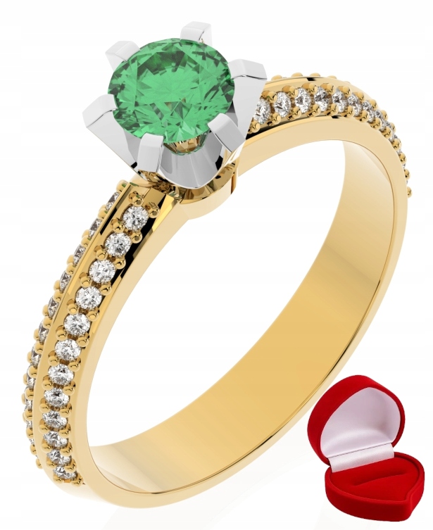Zlatý Prstýnek 585 14k Smaragd 0,30 ct Krabička R14