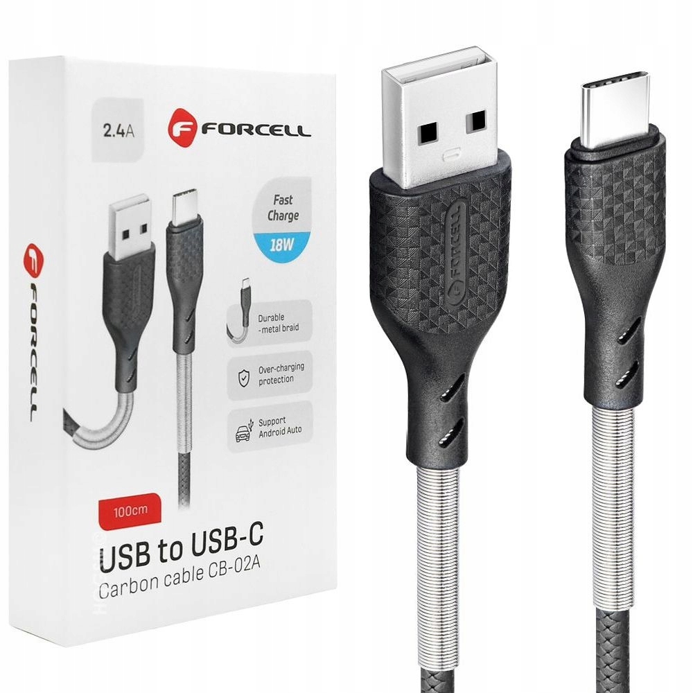 

Kabel Karbon Usb Usb-c 18W Android Auto 100cm