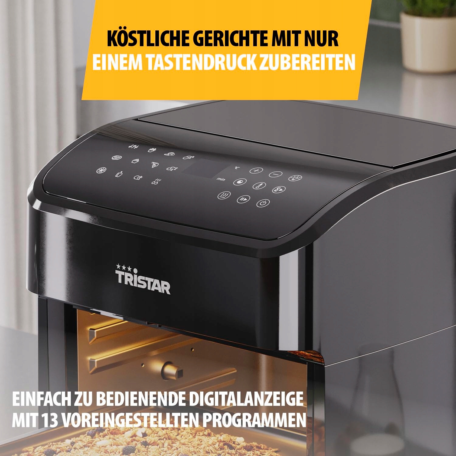 TRISTAR Mini Piekarnik Frytkownica Beztłuszczowa 2w1 12L 1800W 12 Programów — miniatura 6