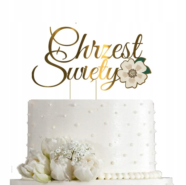 TOPPER dekoracja na tort CHRZEST KWIAT