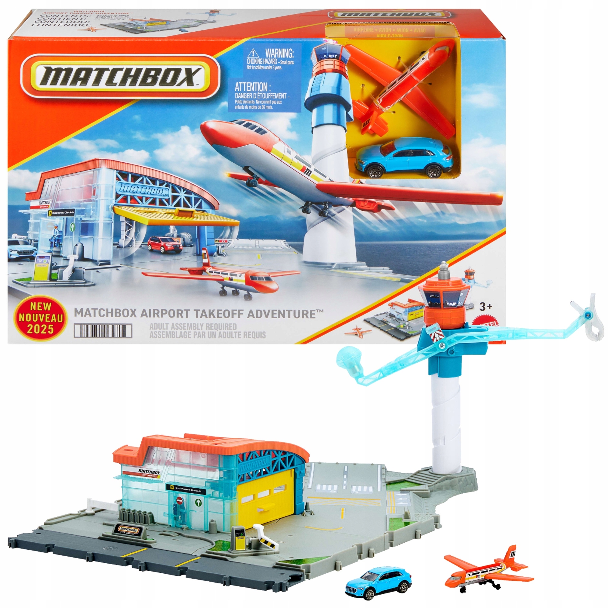 Matchbox Zestaw Lotnisko Przygód 2 Metalowe Pojazdy Samolot Samochód Audi