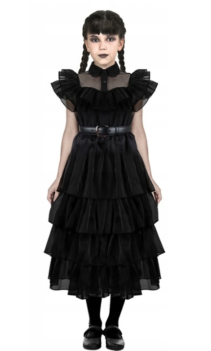 SUKIENKA WEDNESDAY STRÓJ PRZEBRANIE Pasek Peruka L Płeć Dziewczynki