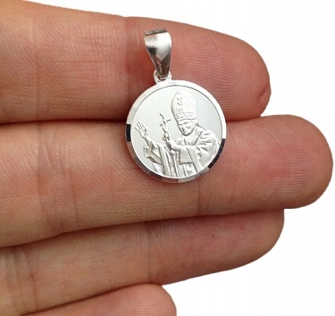 Łańcuszek srebrny naszyjnik + medalik Jan Paweł II Długość całkowita 45 cm