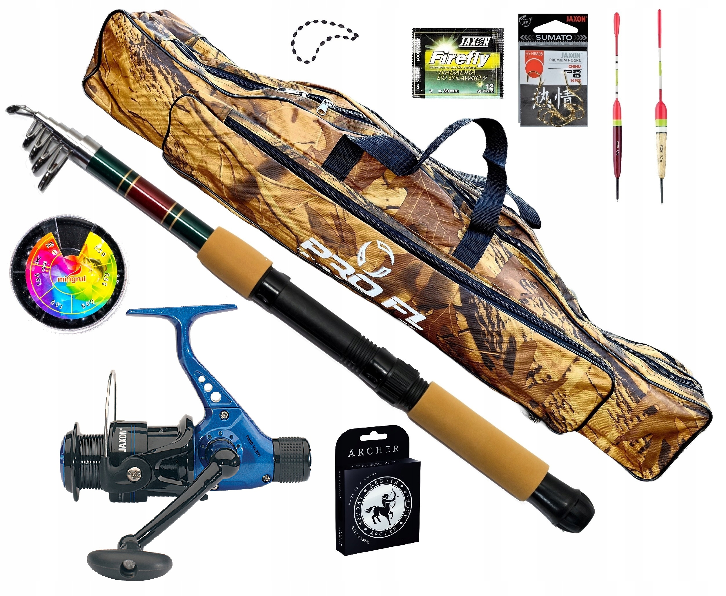 Zestaw Wędkarski Spławikowy Uniwersalny Wędka Kołowrotek Jaxon Pokrowiec