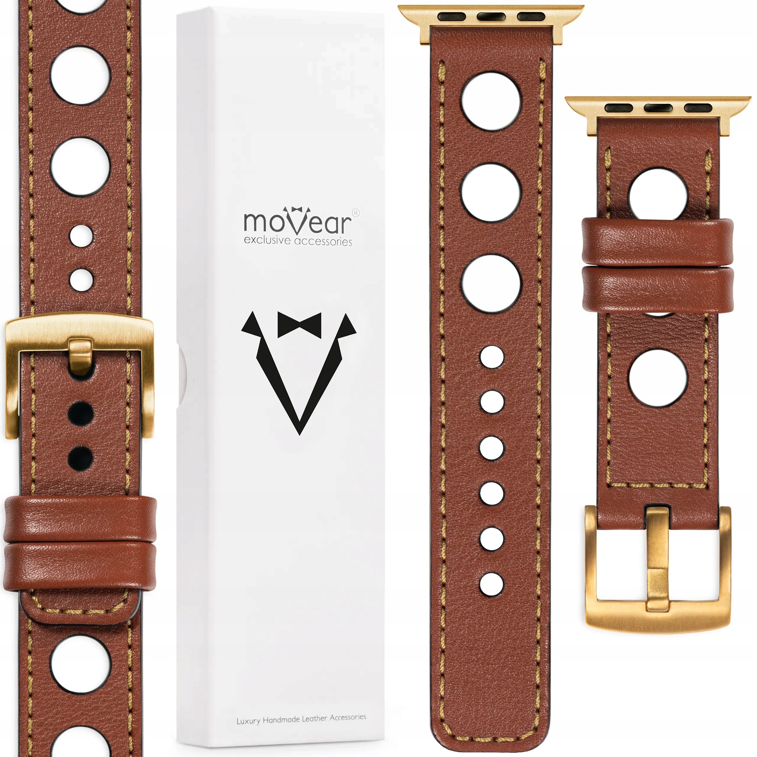 Pásek pro Apple Watch 10 9 8 7 6 52 1 Se Ultra Kožený Hnědý Movear