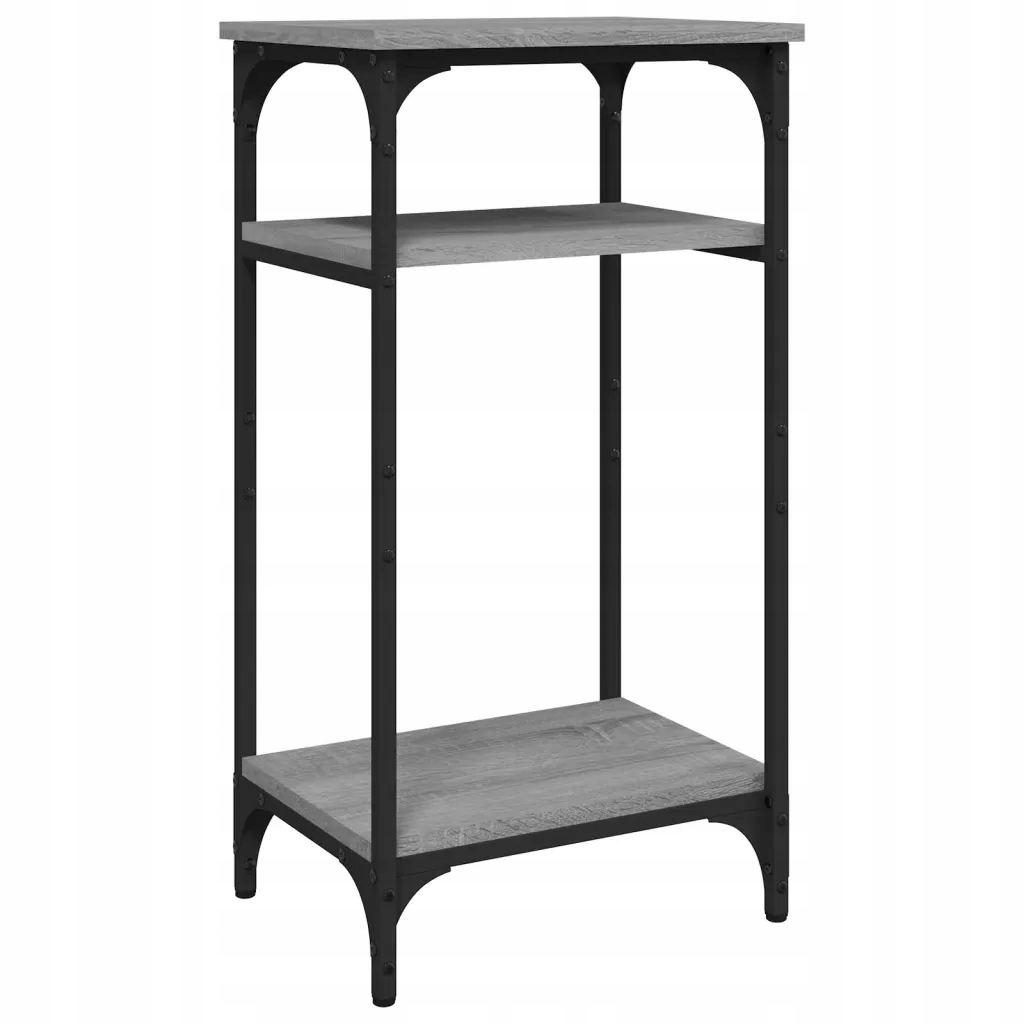 Boční stolek industriální, dřevěný, šedý dub sonoma, 40x30x75 cm