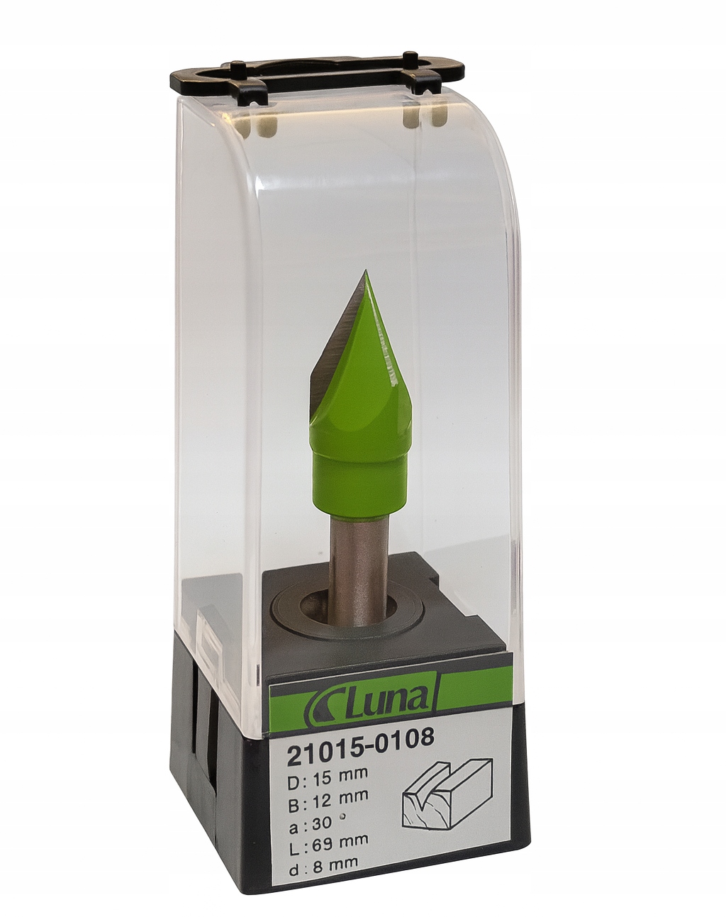 Fréza rylcová 15 mm H12 mm délka 69 mm stopka 8 mm úhel 30° Luna