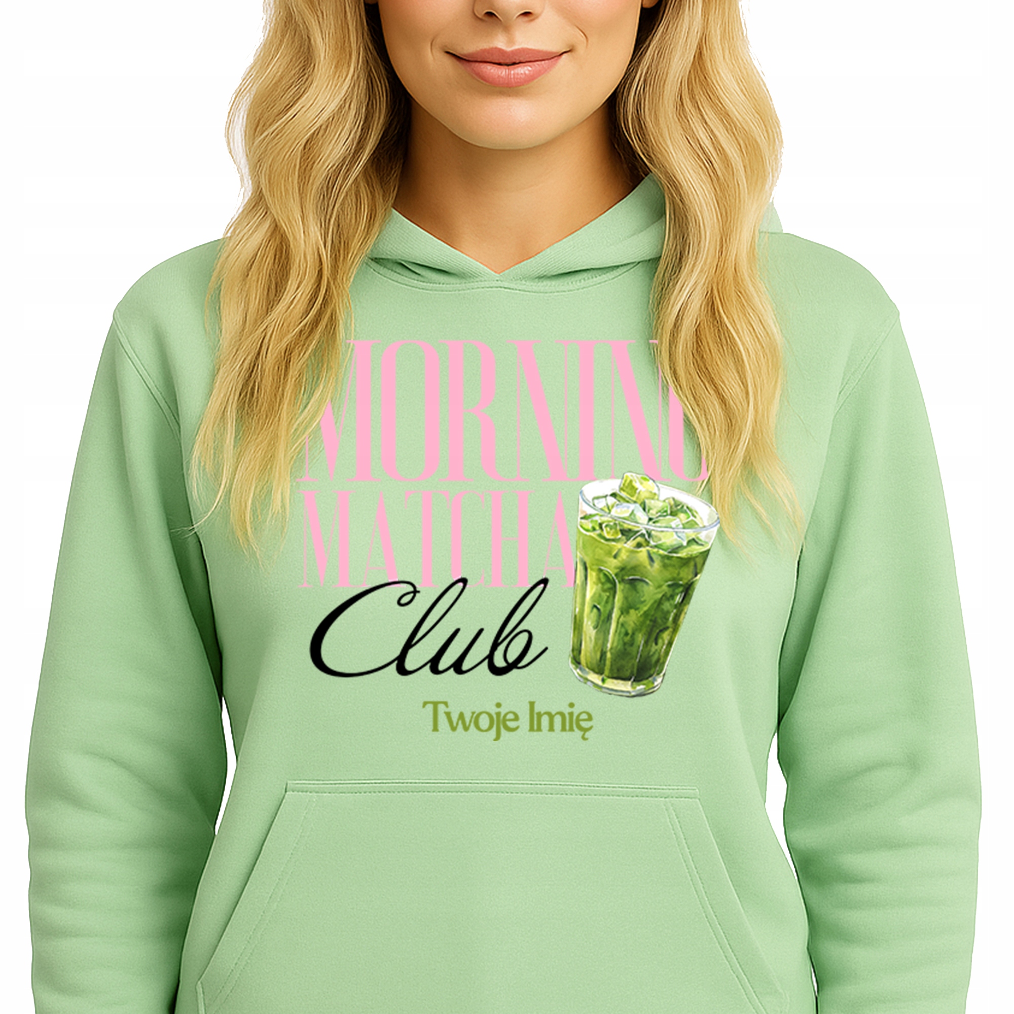Mikina Hoodie Pistachio pro milovnici Matchy Morning Matcha Club Jméno M