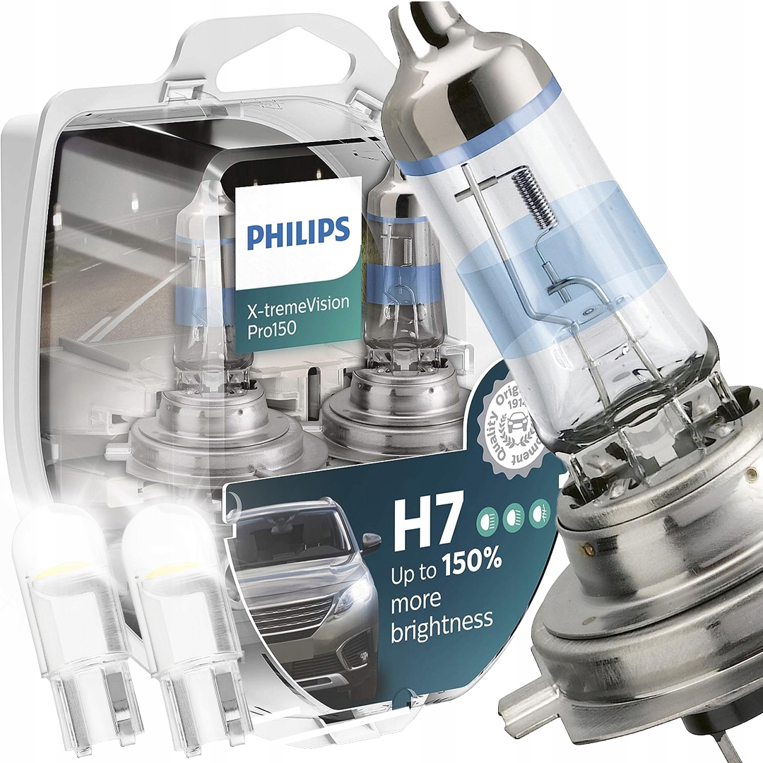 Żarówki H7 Philips X-Treme Vision Pro150 150 % 60/55W Homologacja +W5W