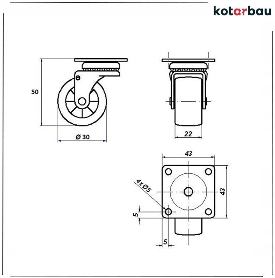 KÓŁKO OBROTOWE MEBLOWE Ø 30 ŁOŻYSKO Zastosowanie do mebli warsztatowych