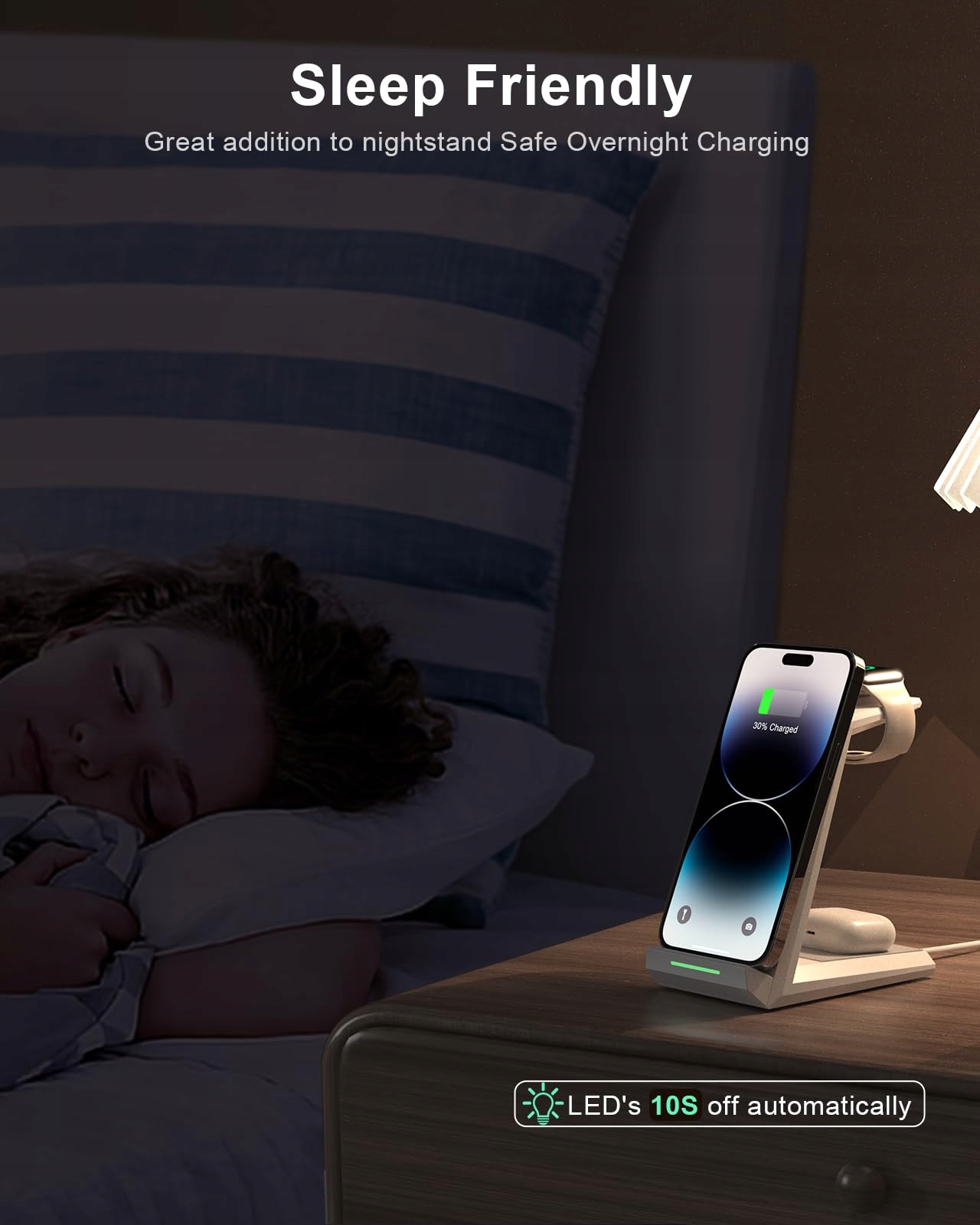 Indukcyjna stacja ładująca 3 w 1 Apple Watch i iPhone Biała Ładowarka — miniatura 6