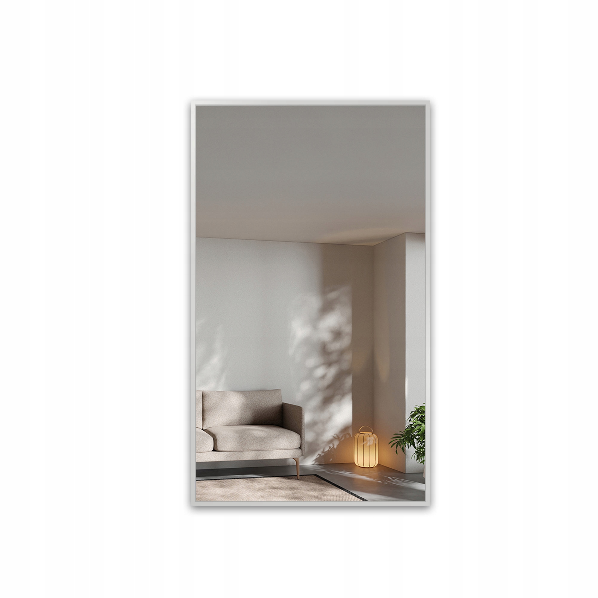 Zrcadlo obdélníkové 1503 v dřevěném bílém rámu 90x190, moderní