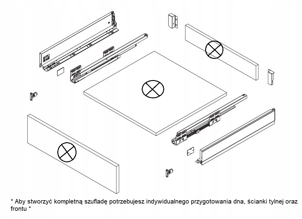 Szuflada REJS Ultra Box H-118 L- 300 BIAŁA Wysokość mebla 11.8 cm