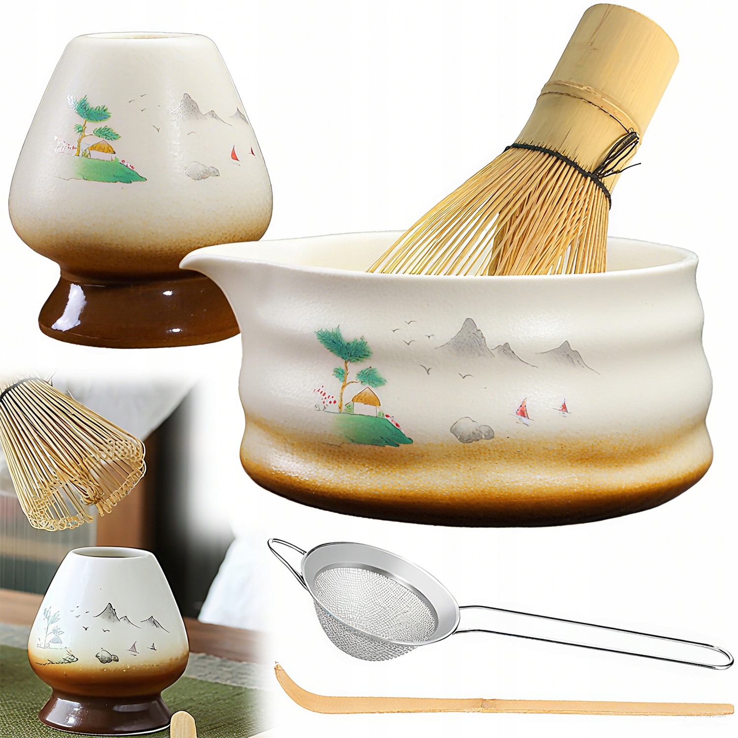 Levně Sada na vaření Matcha s vysoce kvalitní bambusovou metlou Chasen