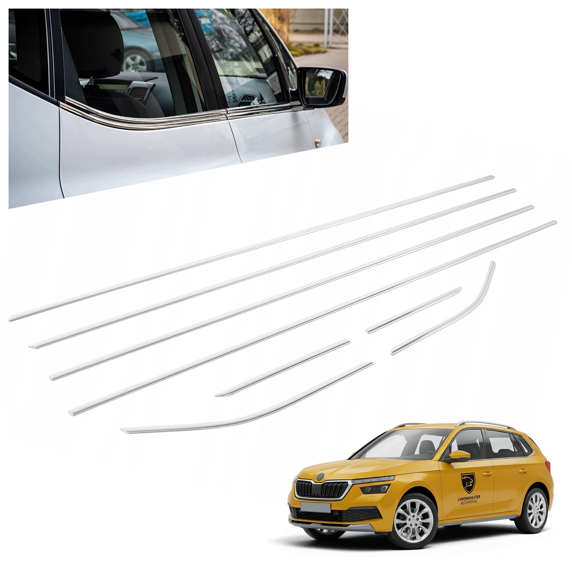 Okenné lišty pod bočné sklá pre Škoda Kamiq I 2019- oceľ