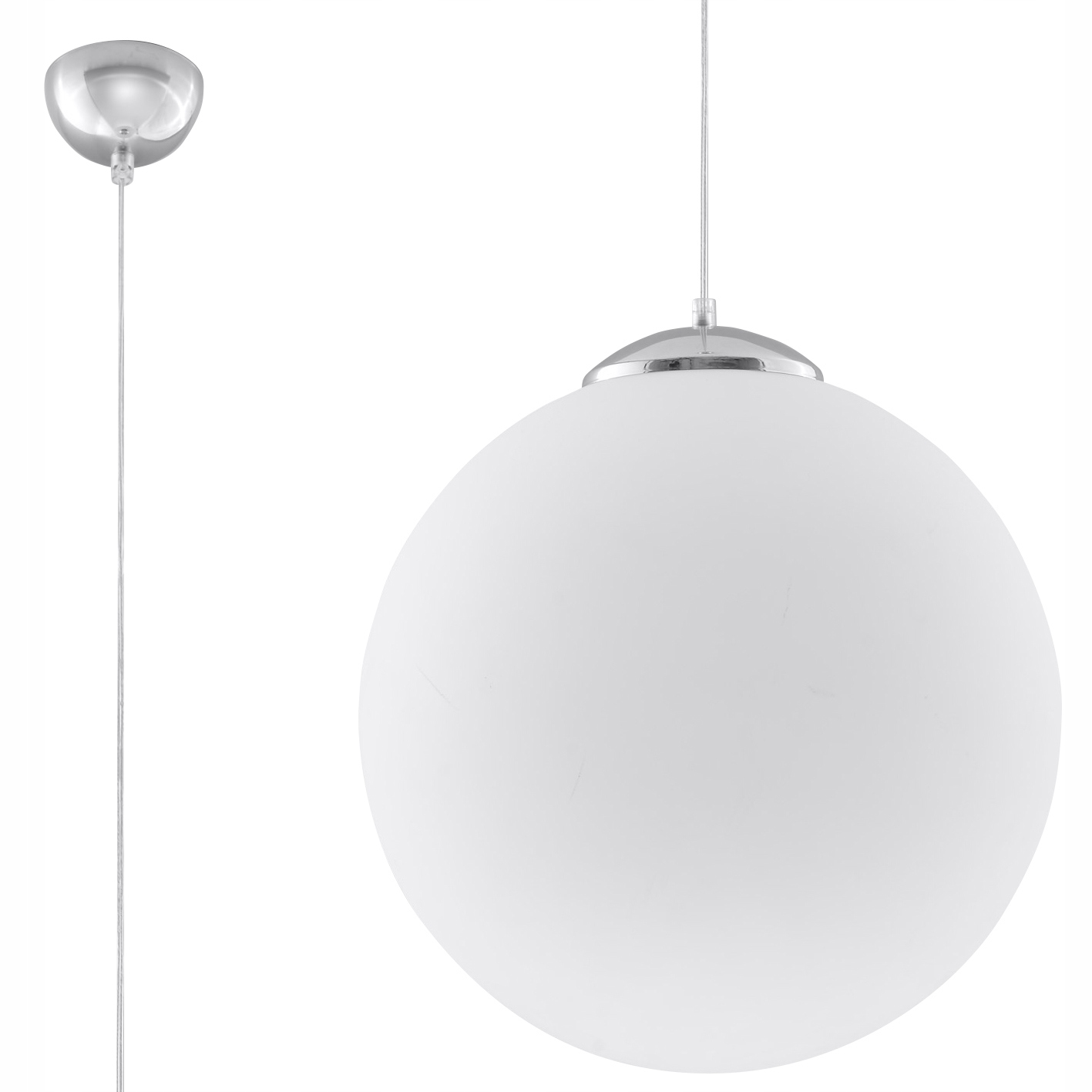 

Lampa Wisząca Ugo 30 Chrom szklana kula biała E27
