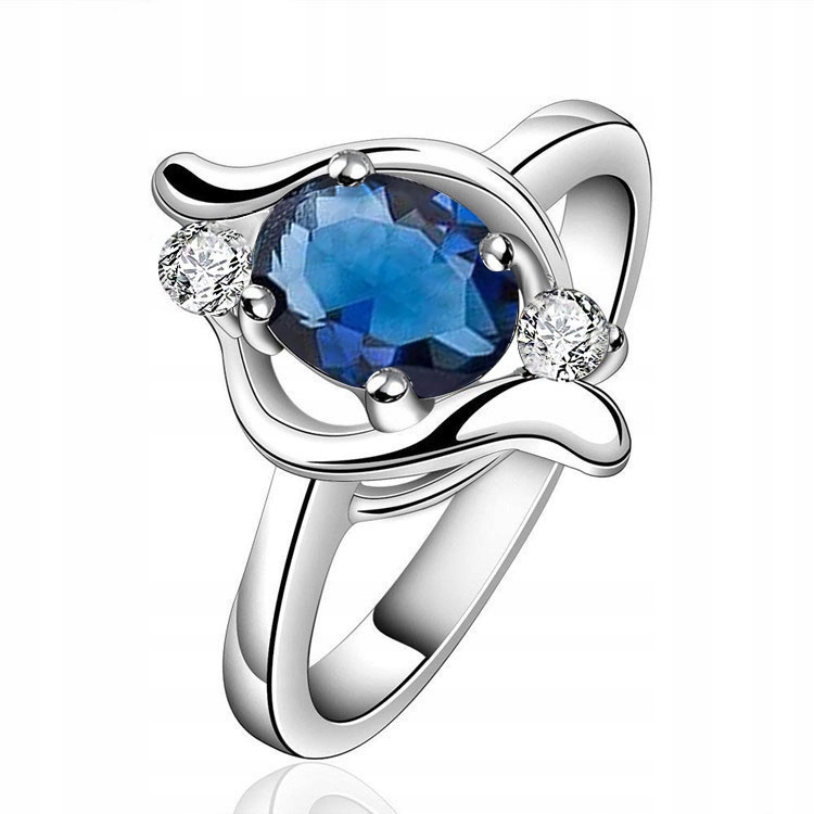 

Srebrny Pierścionek Z Niebieską Cyrkonią ROZMIAR14