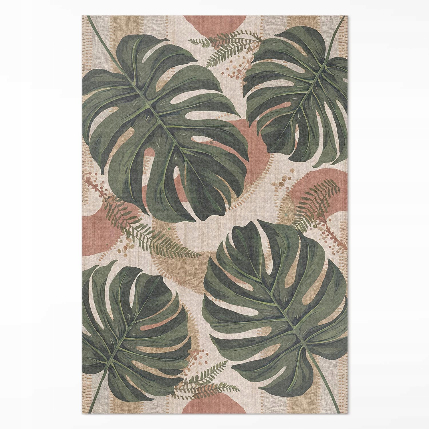 Vinylový koberec Kompozícia listov monstery a papradia vintage Veľký 140 x 210 cm