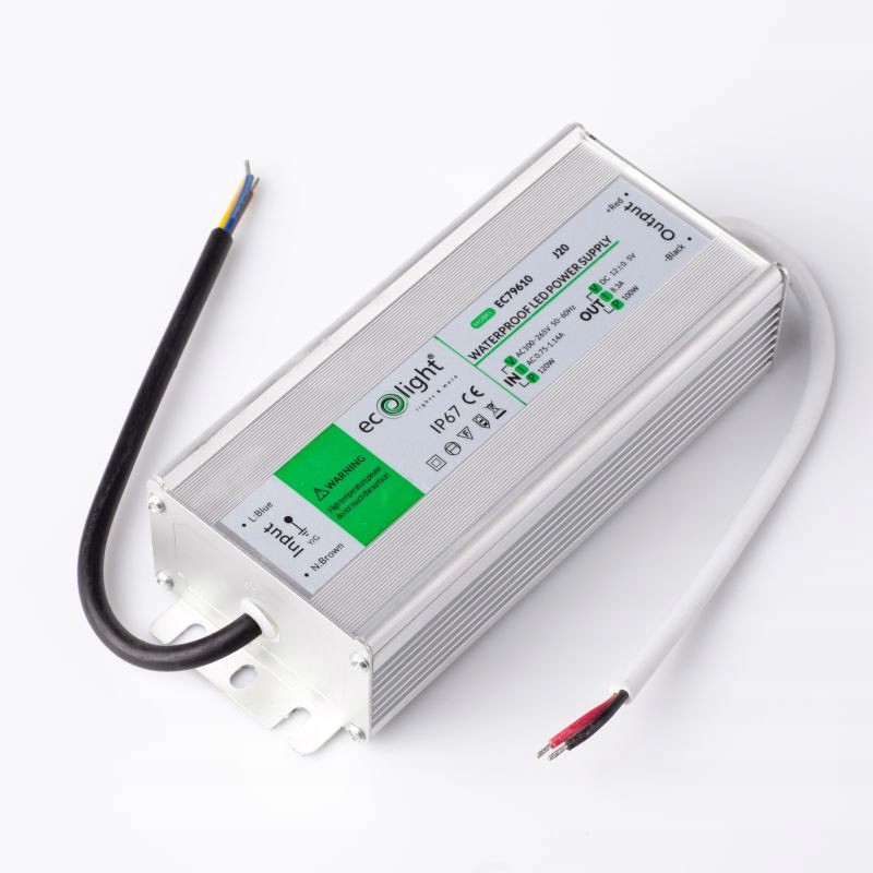 ZASILACZ DO TAŚM LED HERMETYCZNY WODOODPORNY 100W 12V 8.33A 215x45x36