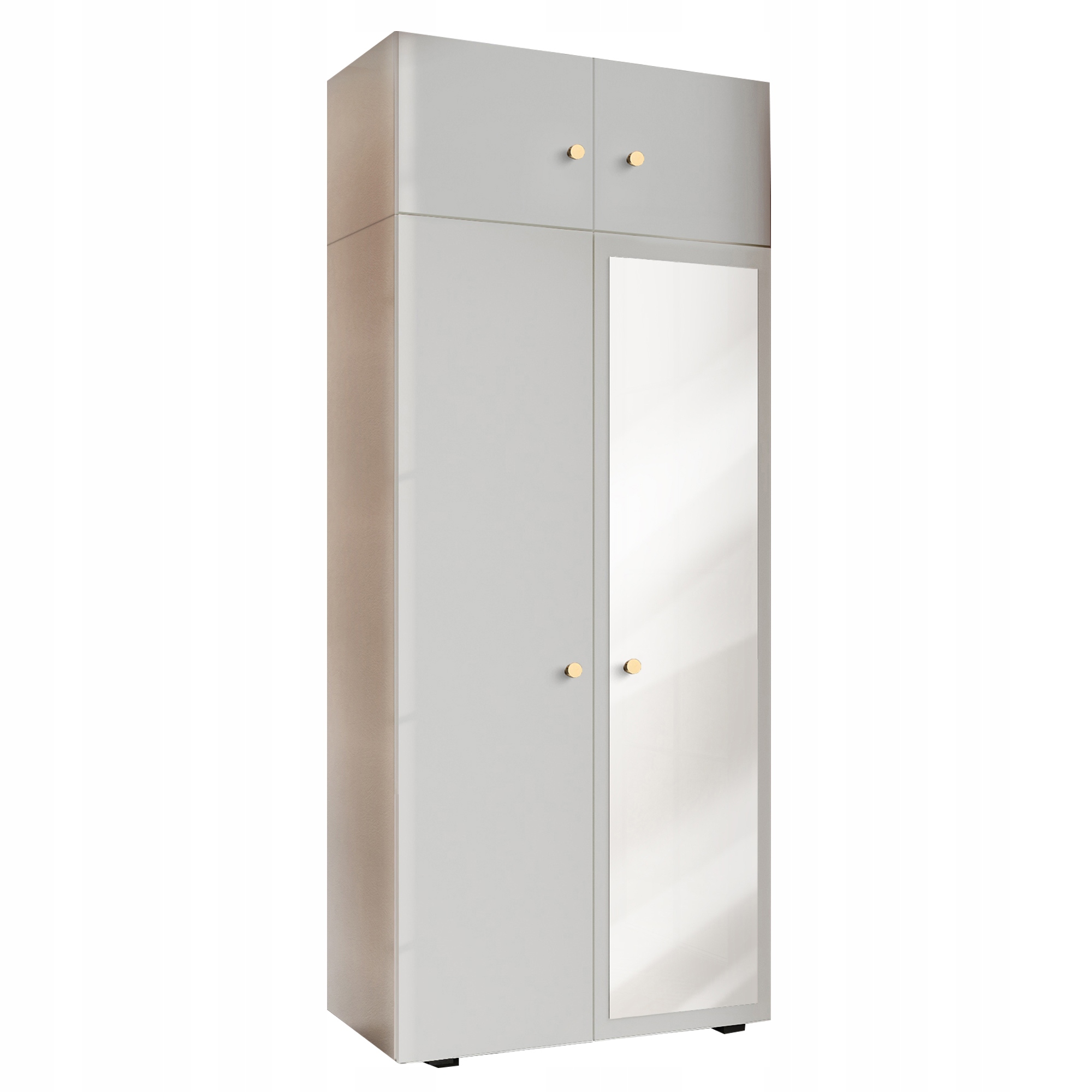 Skříň Dvoudveřová Se Zrcadlem 90 x 235 S Nástavcem Šatní Skříň Předsíň Bílá