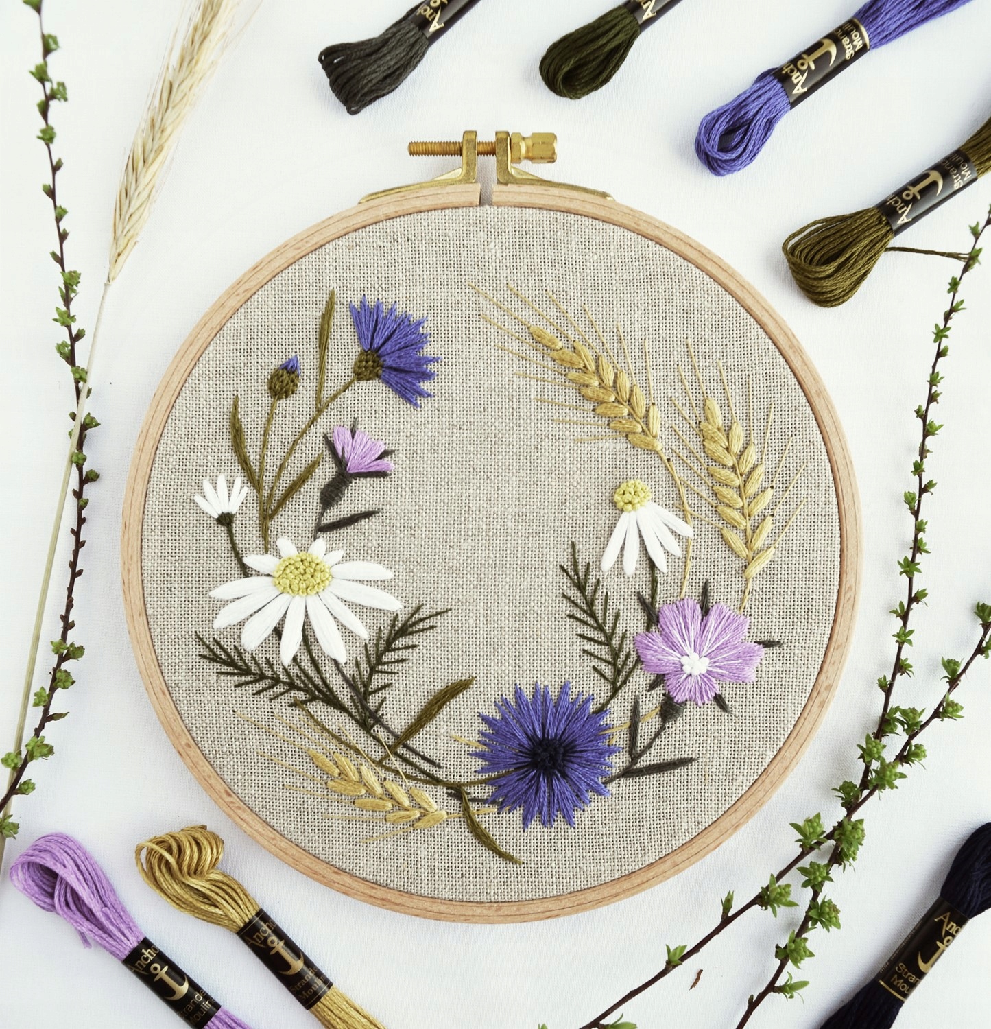 Vyšívací sada Anchor mulina kanva tamborek jehla