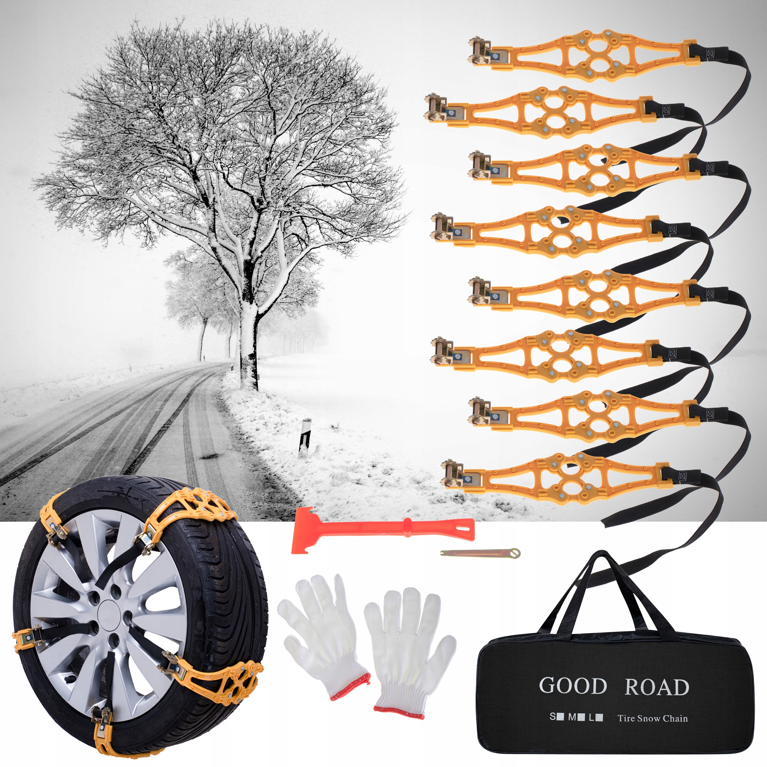 ŁAŃCUCHY ŚNIEGOWE NAKŁADKI ANTYPOŚLIZGOWE NA OPONY KOŁA NA ŚNIEG ZESTAW 8EL Grupa rozmiarowa KN 41
