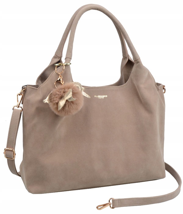 Flora&Co Paris torebka damska shopper A4 casual zamsz beż