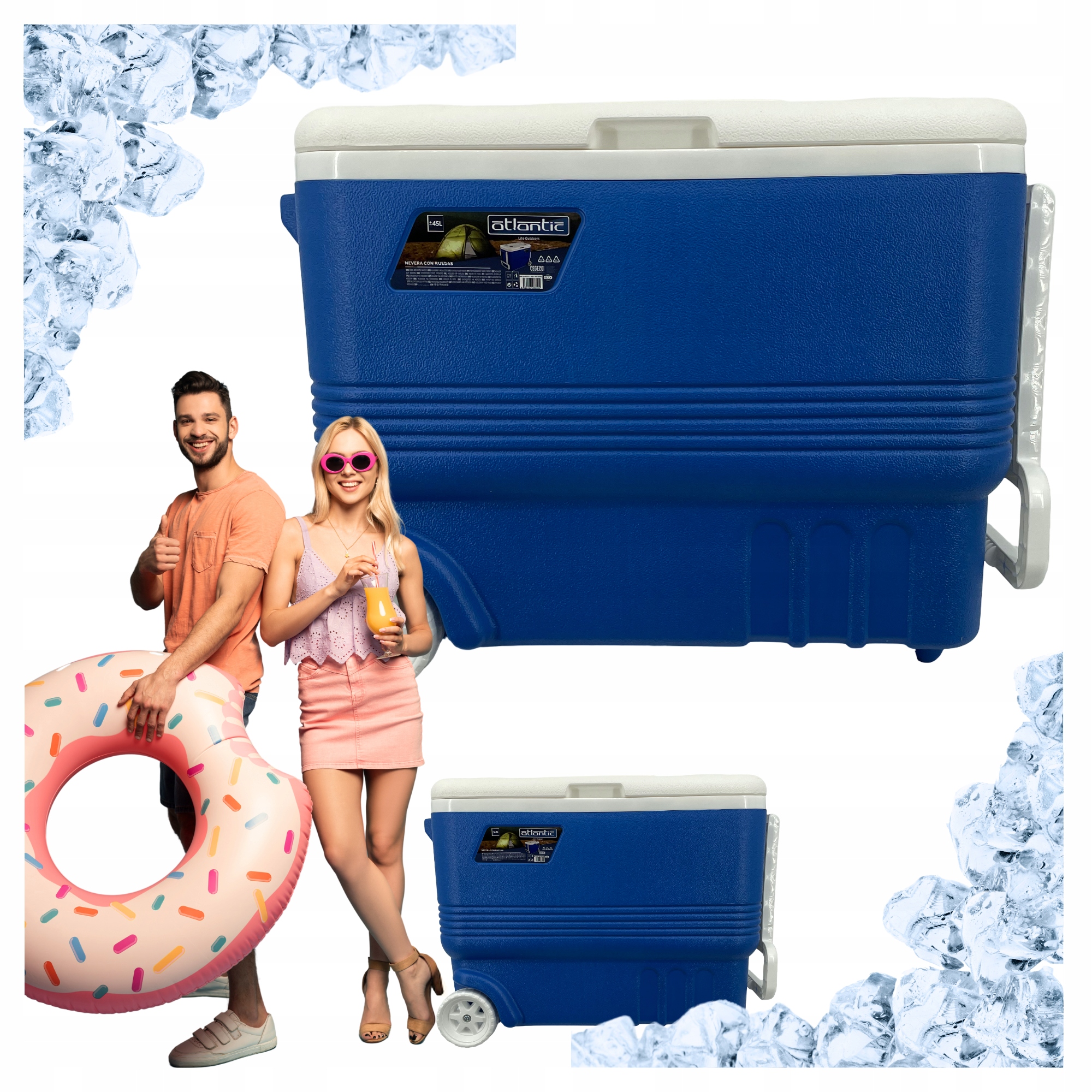 Chladnička Kamai Coolbox 45L – s kolečky a rukojetí, ideální na Kempování, Pláž