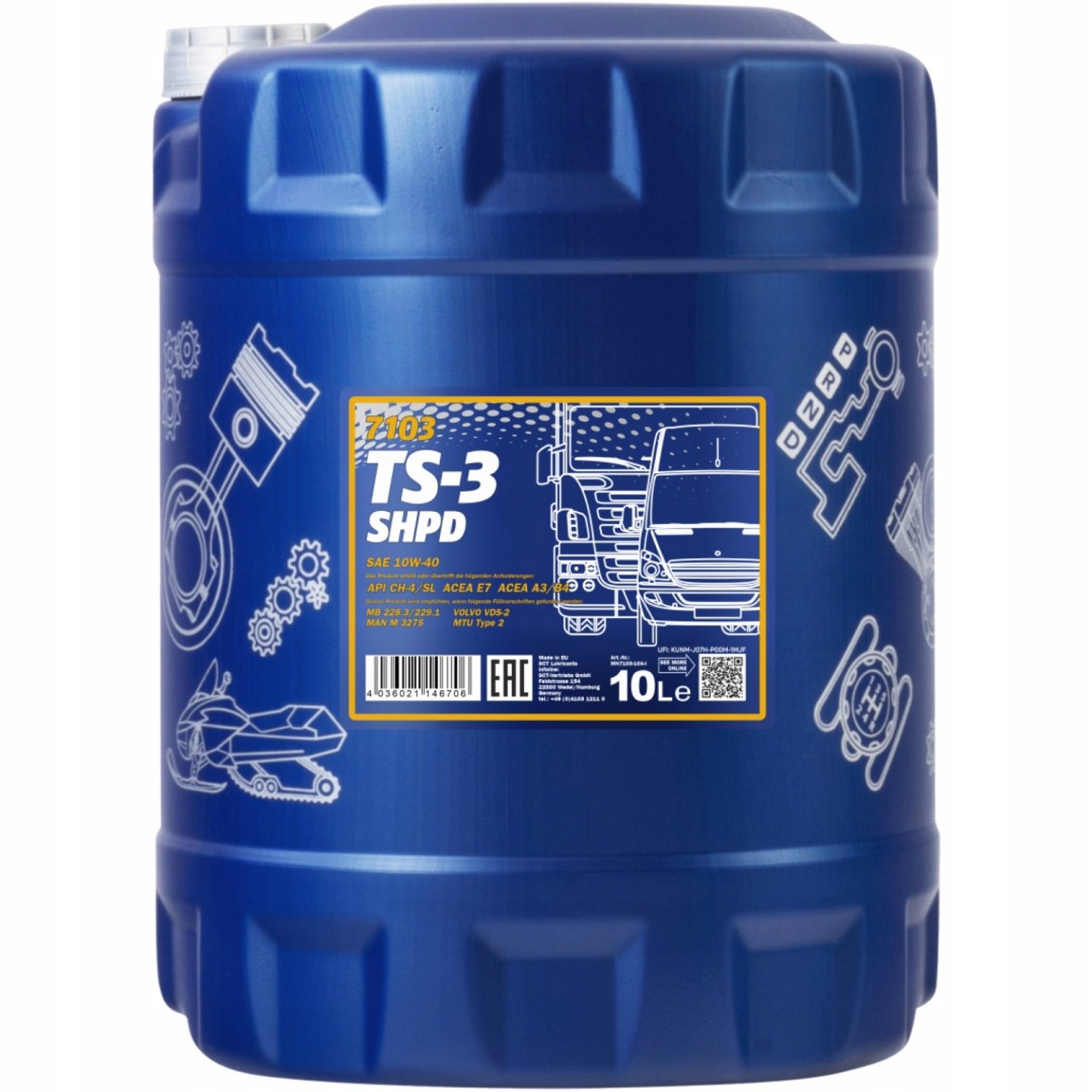 

Olej Silnikowy Mannol TS-3 Shpd 10w40 7103 10L