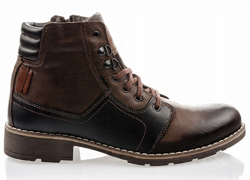 

Buty męskie zimowe Trzewiki skóra 323MP Brąz 48