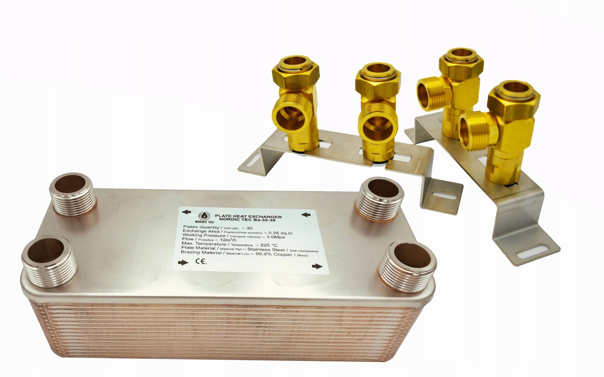 Výmenník tepla s držiakom – 30 dosiek 1 palec 30-65 kW Nordic Tec Ba-32-30