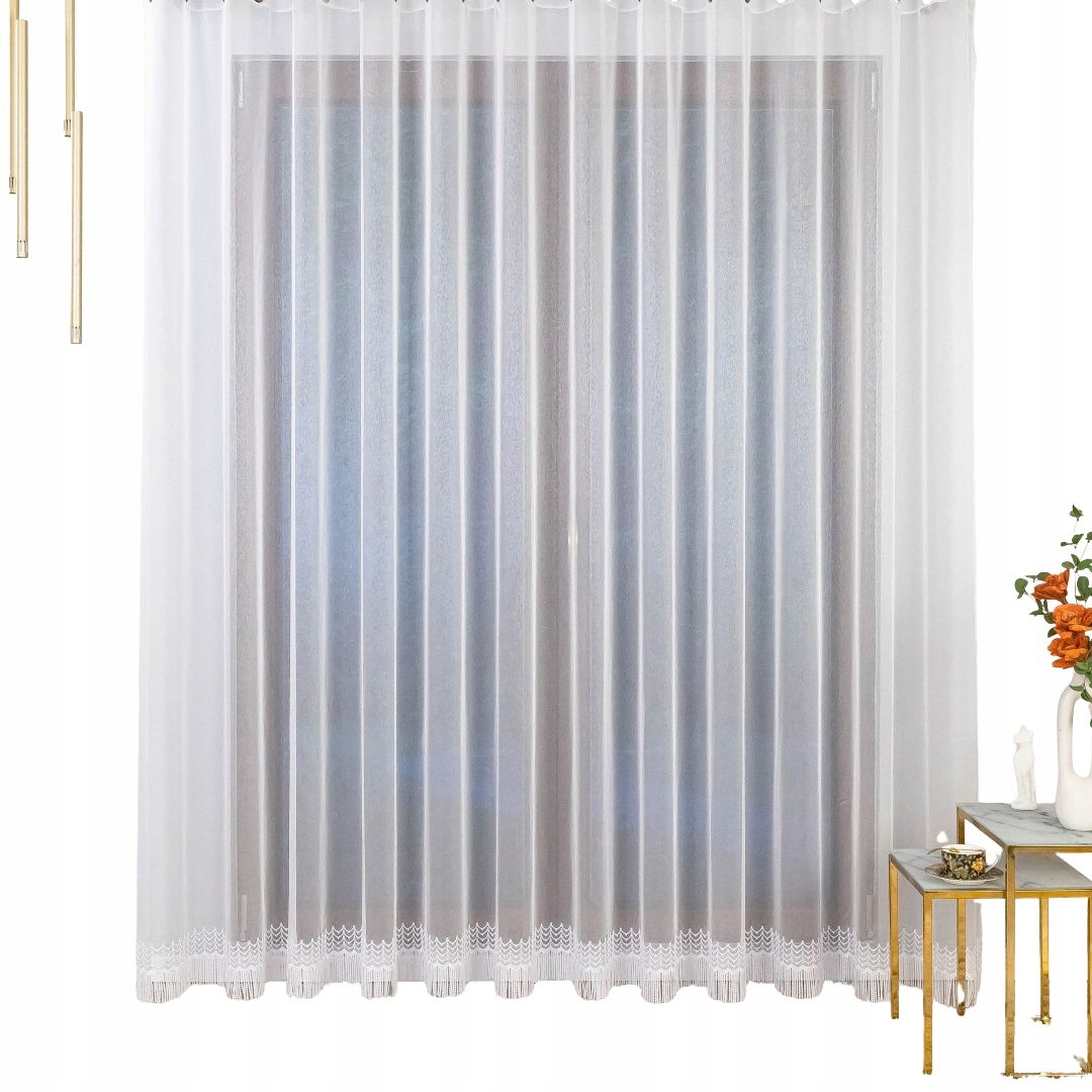 Hotová záclona z markýzy na nařasené pásce s třásněmi 350X210