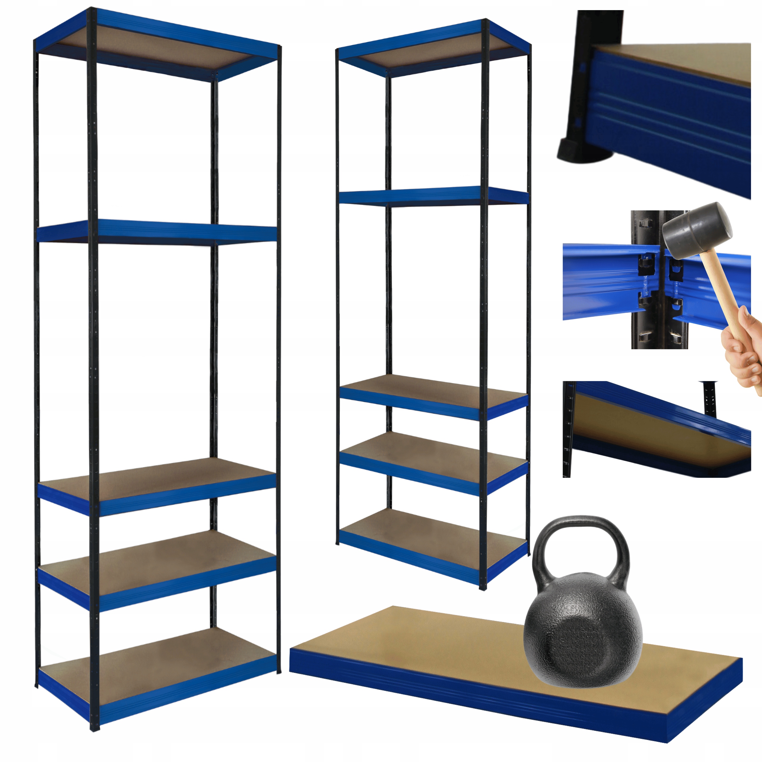 Kovový skladový regál Helios 196x40x40 cm 5Px175 kg Poľský Trvanlivý