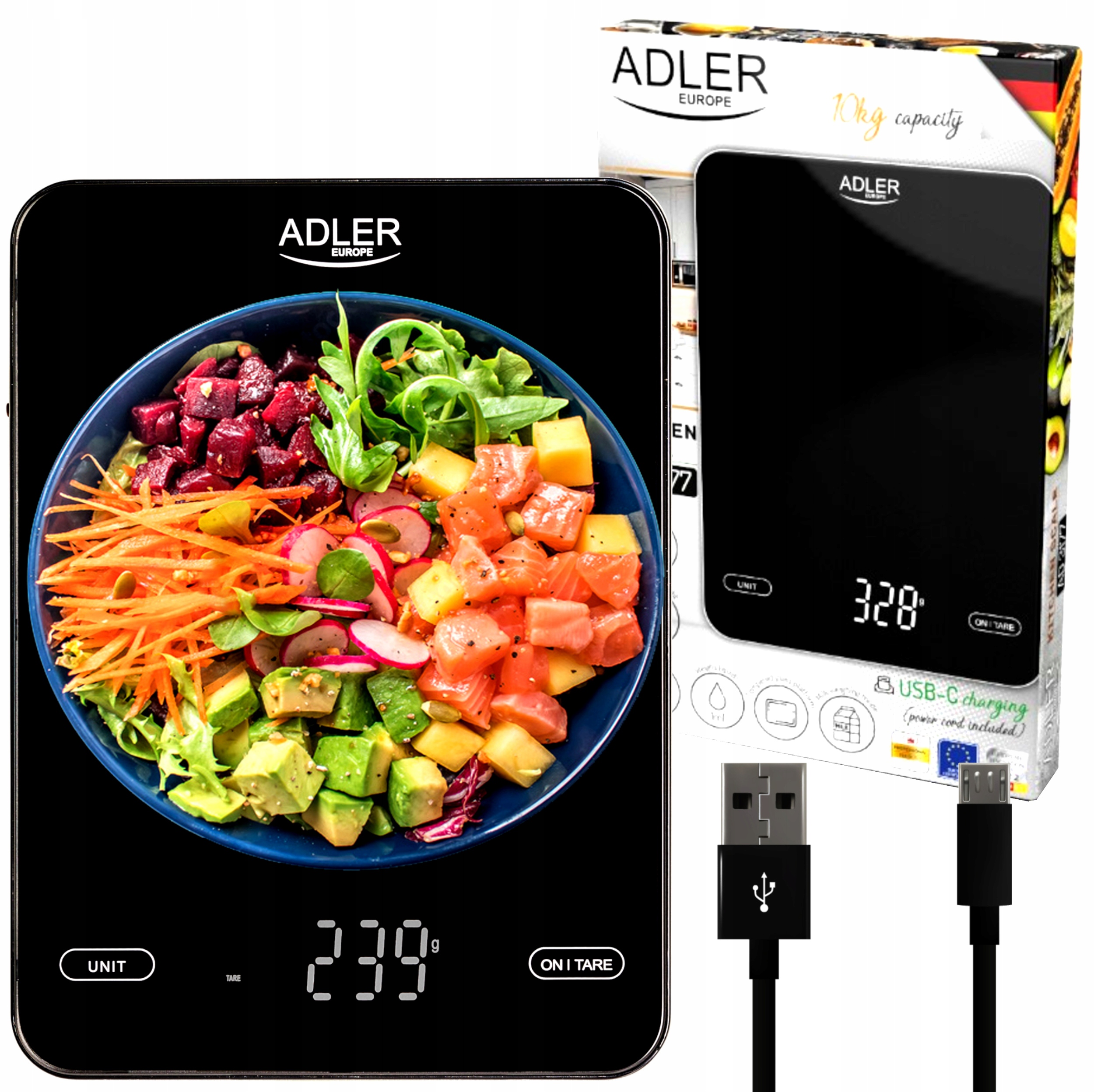 

Akumulatorowa Waga Kuchenna Dotykowa Led Usb 10KG