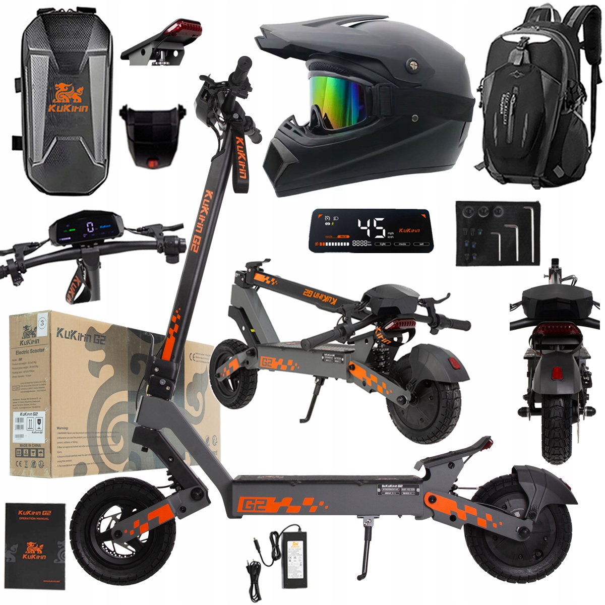 Kukirin G2 2026 Nové skládací elektrické vozidlo 1200W 45KM/H 15Ah 48V 10"