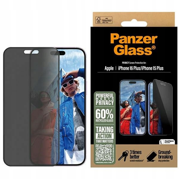 Sklo s privátním filtrem PanzerGlass Privacy Screen Protector pro Apple iPhone 16